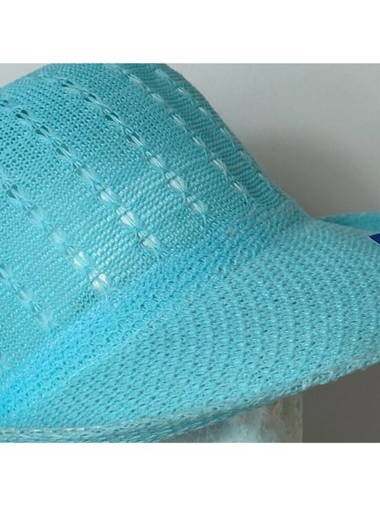 RM Poolside Sun Hat Embroidered Open Weave Turquoise Wide Brim Cap Cruise Travel main image 9